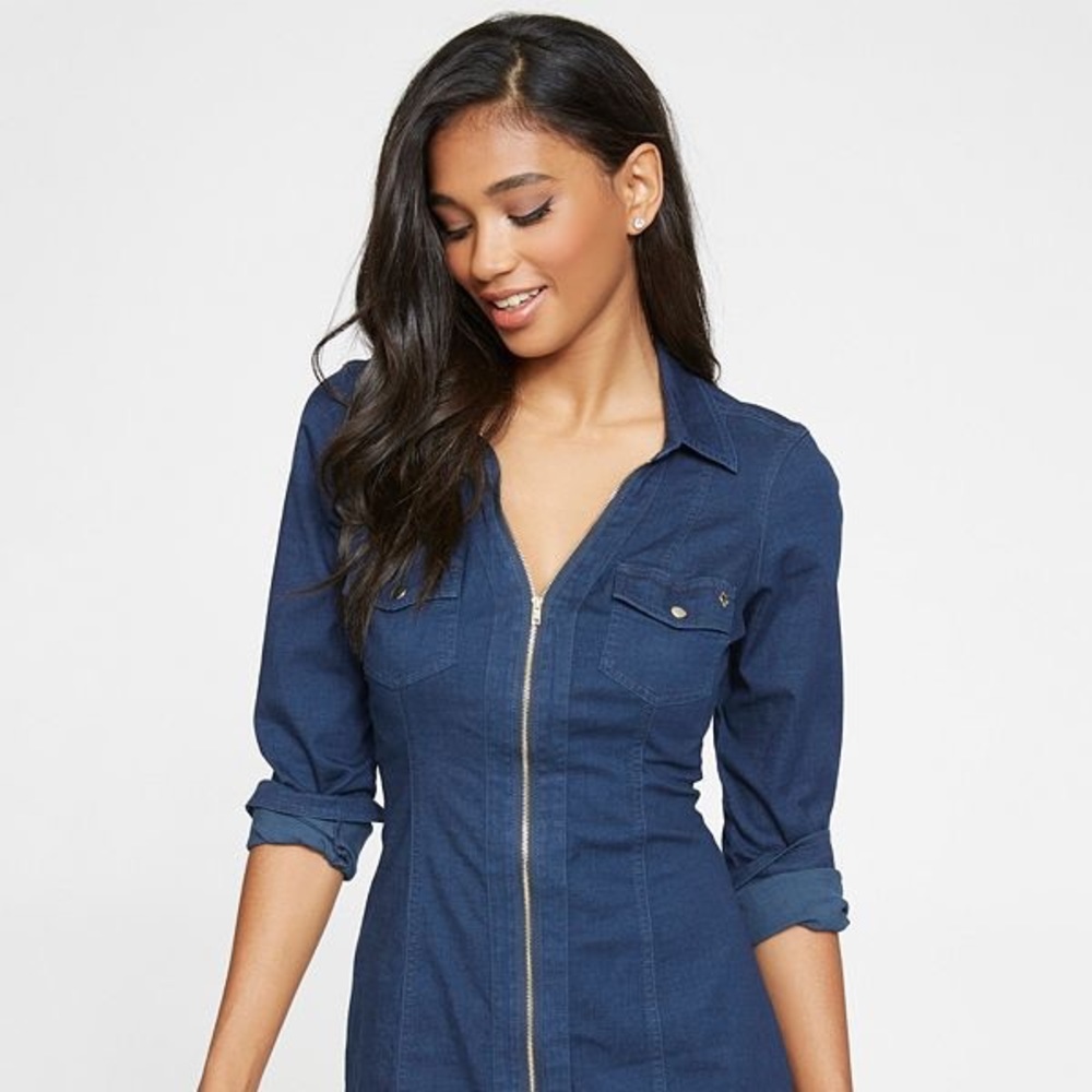 G By Guess - Black Zipper T-Shirt Dress